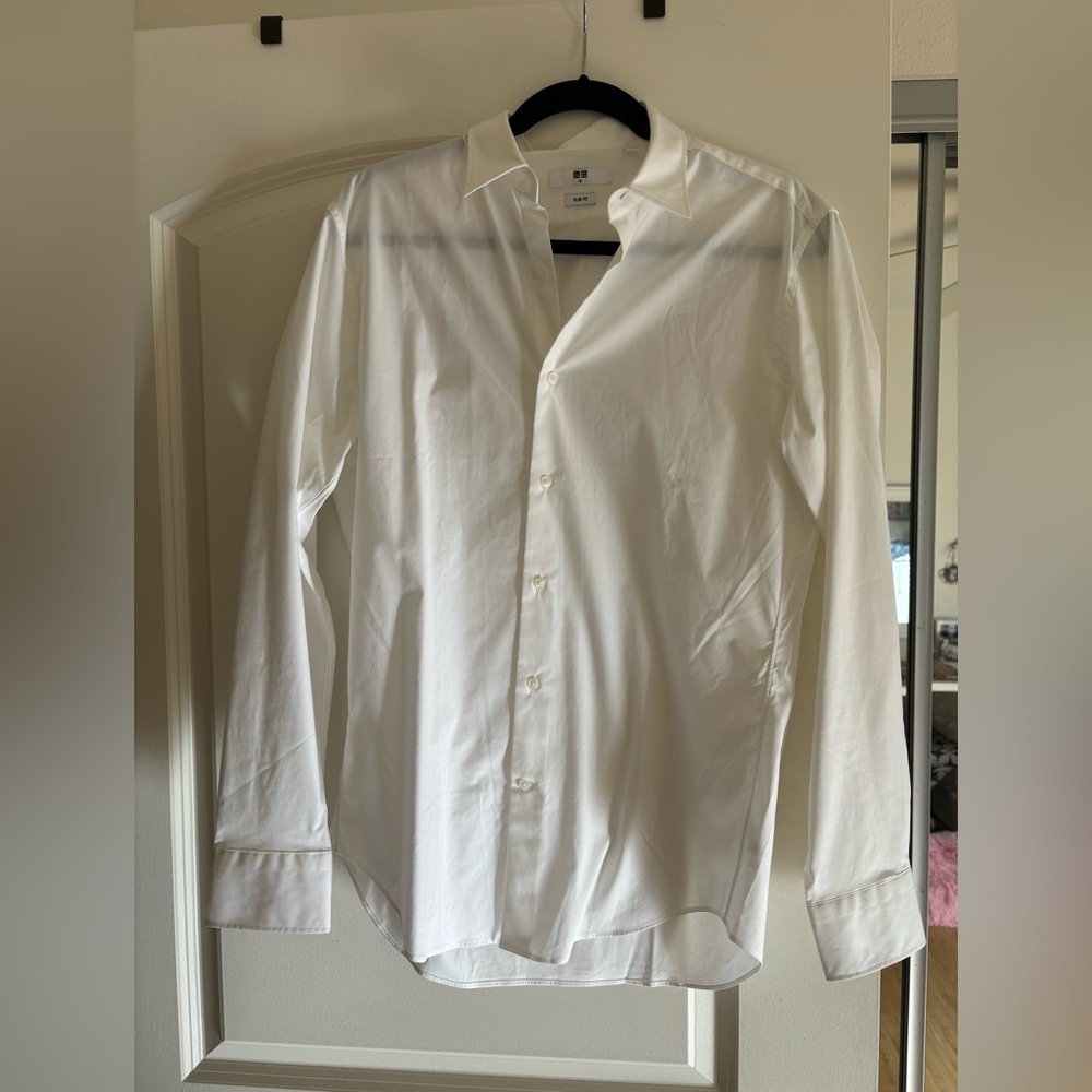 Men’s White Uniqlo Button Up Dress Shirt - Sz. M